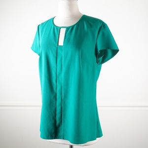 Ann Taylor Green Professional Blouse Work Top